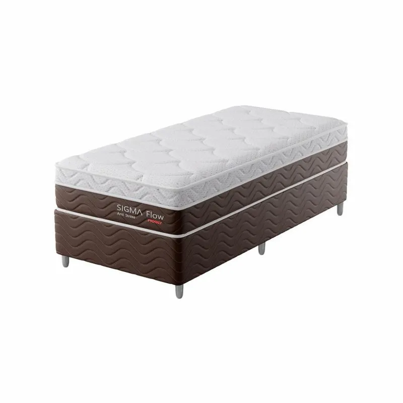 Cama Box com Colchão Solteirão Mobly Sigma Flow Molas Ensacadas Madeira Marrom