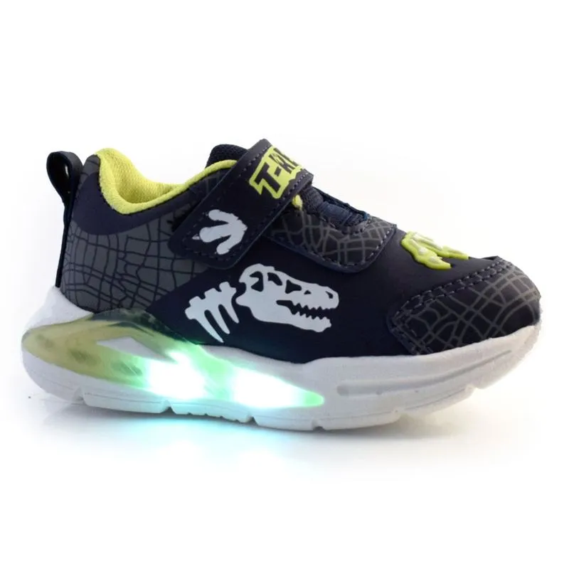Tênis Infantil de LED Dinossauro Mini Pé do 22 ao 32 Azul MP 2402 22