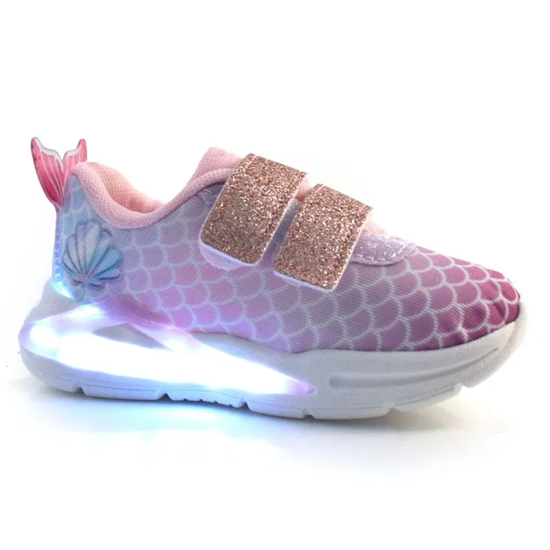 Tênis Infantil de LED Sereia Mini Pé do 22 ao 32 Rosa MP 2413 32