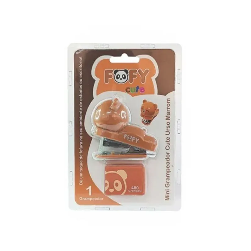 Mini Grampeador Fofy Cute Urso Marrom ff1500 MINI GRAMPEADOR FOFY CUTE URSO MARROM FF