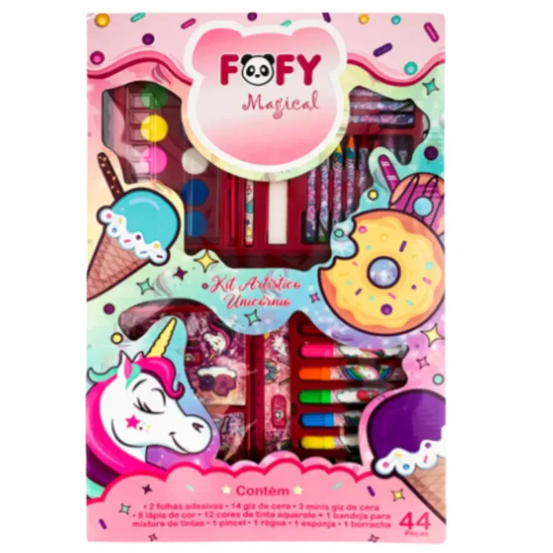 Kit | Maleta Artistica Unicórnio | 44 Peças | Fofy