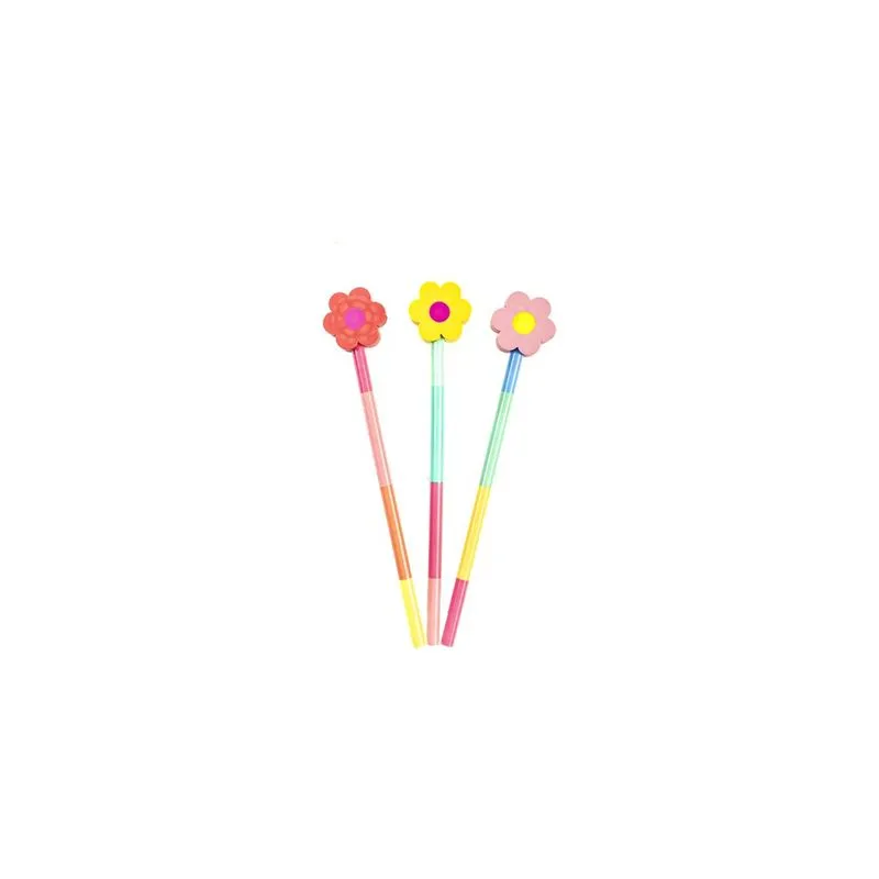 Jogo de lapis flowers FF5507 - fofy - Kit com 3 lápis