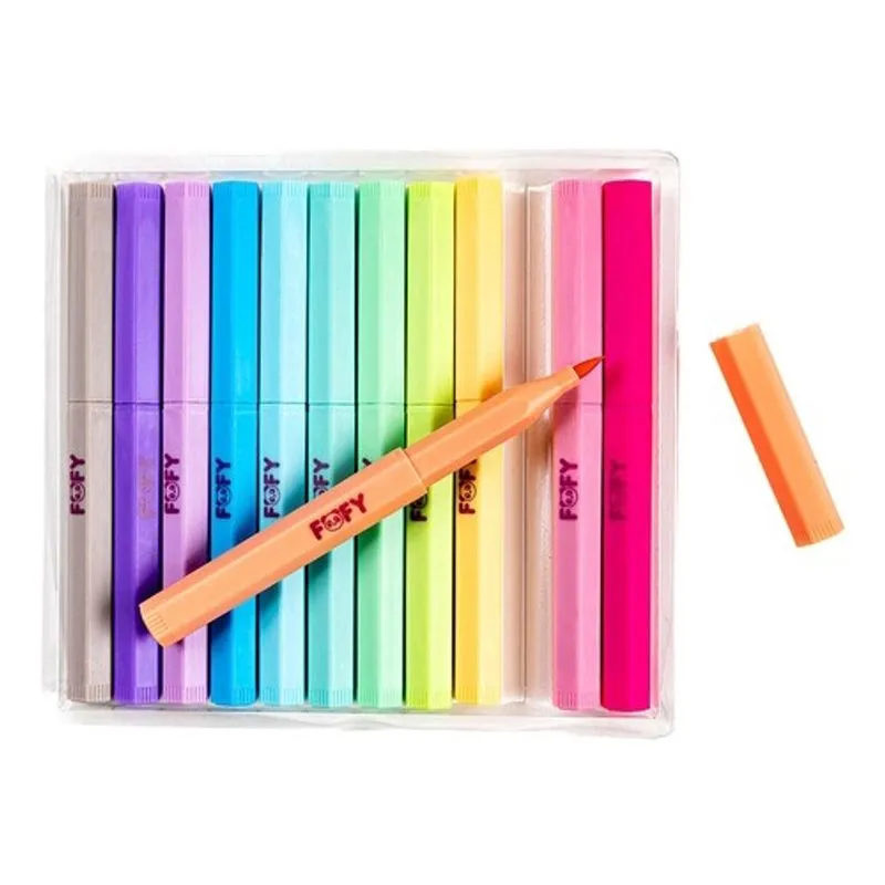 Caneta Hidrográfica Brush 12 Cores Vibrantes Fofy Arco Iris