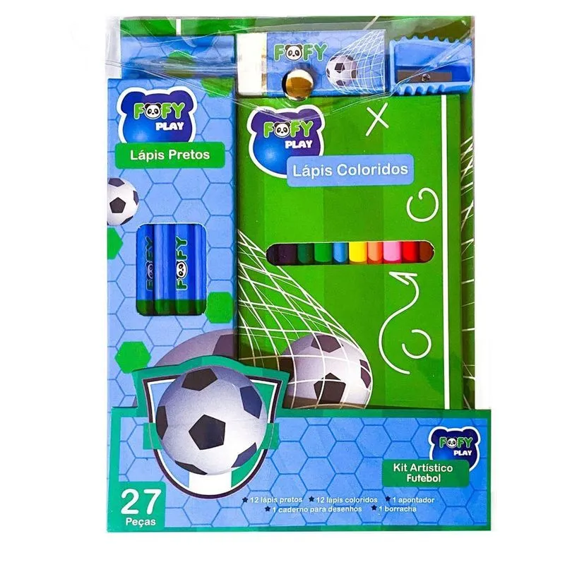 Kit Papelaria Presenteavel Artistico Futebol 27 Pcs - Fofy