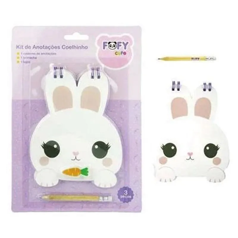 Kit De Anotações 3 Peças Fofy Coelhinho (MP)
