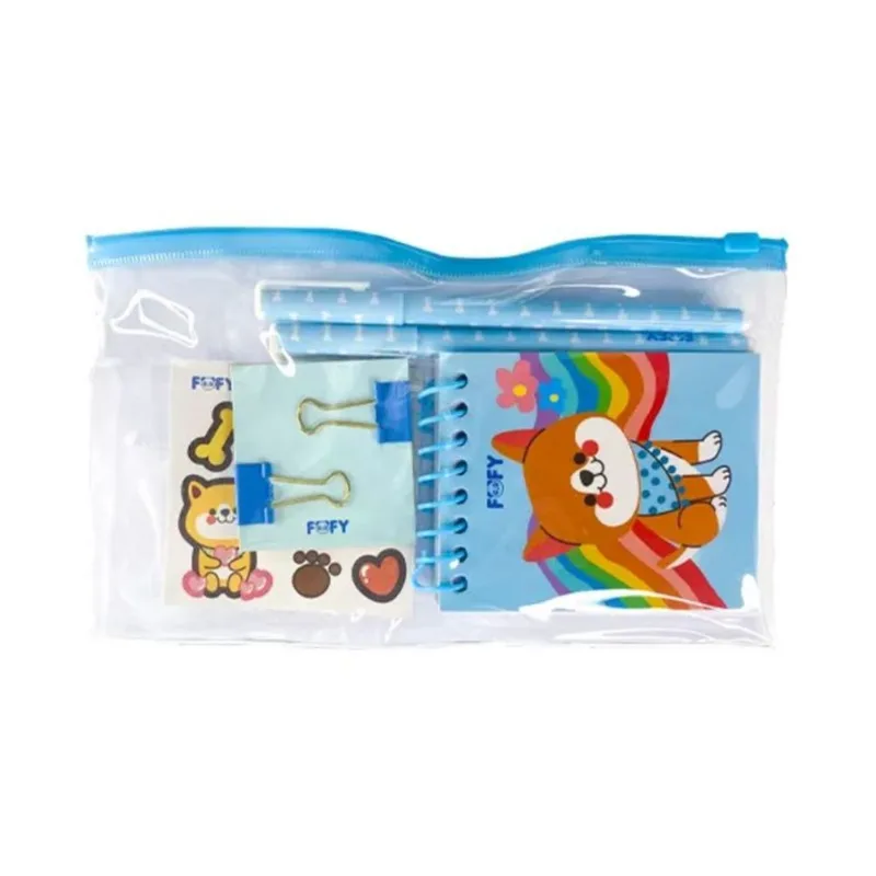 Kit Anotação Dog Azul Fofy ff6023 KIT ANOTACAO ESCOLAR