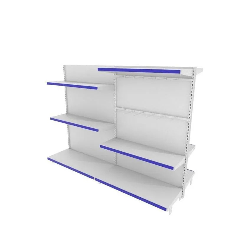 Gondola De Aço Altura 142 Cm Central Bandejas 40/30 Com E Ganchos Branco Gc142braz214