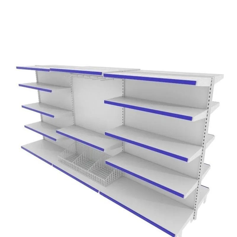 Gondola De Aço Altura 142 Cm Central Bandejas 40/30 Com Cestos E Ganchos Branco Gc142braz727