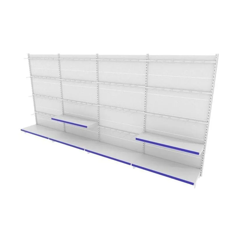 Gondola De Aço Altura 196 Cm Parede Bandejas 40/30 Com Ganchos Branco Gp196braz847
