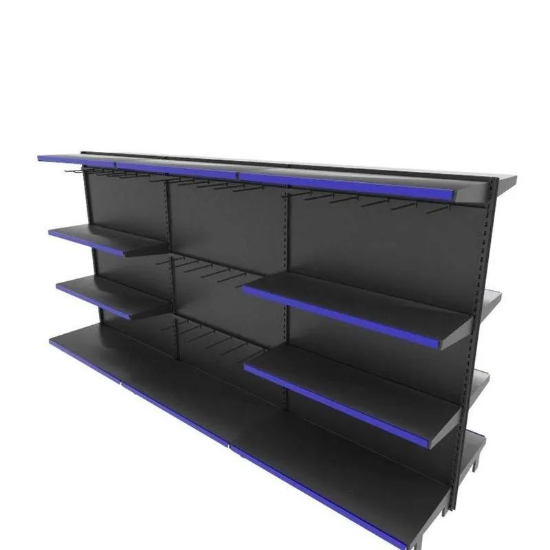 Gondola De Aço Altura 142 Cm Central Bandejas 40/30 Com Ganchos Preto Gc142praz441