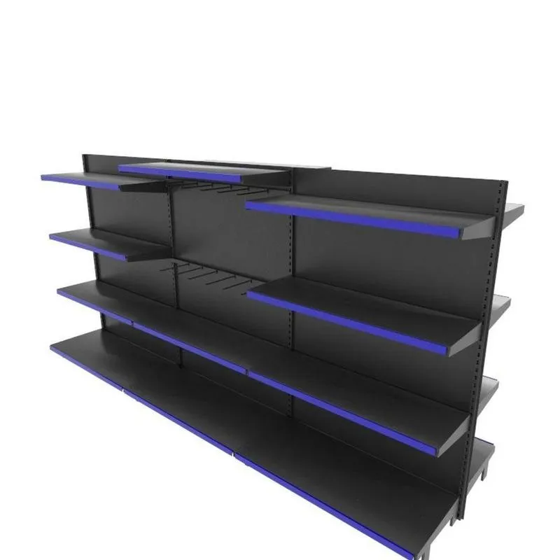 Gondola De Aço Altura 142 Cm Central Bandejas 40/30 Com Ganchos Preto Gc142praz453