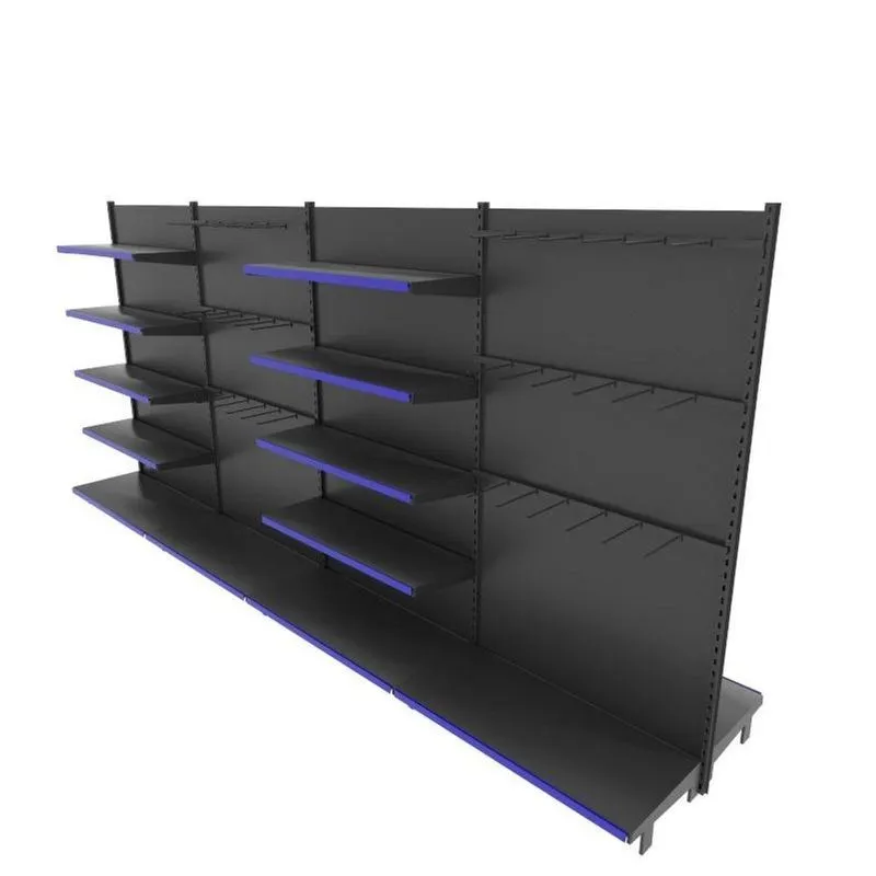 Gondola De Aço Altura 170 Cm Central Bandejas 40/30 Com Ganchos Preto Gc170praz756