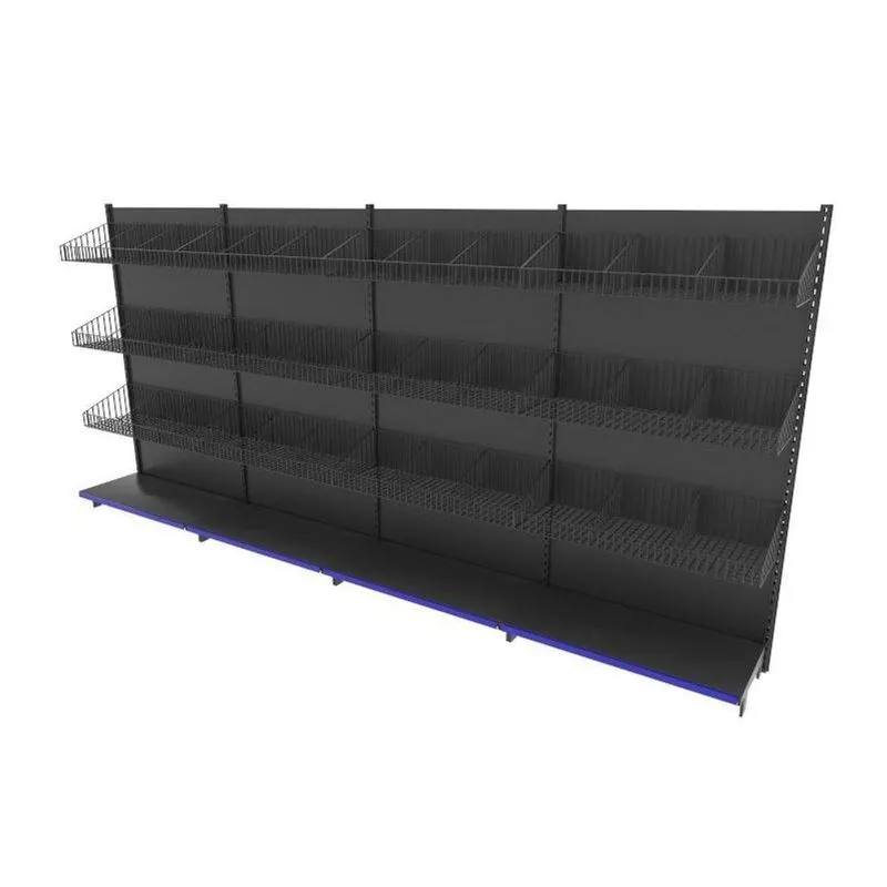 Gondola De Aço Altura 196 Cm Parede Bandejas 40 Com Ganchos Preto Gp196praz737