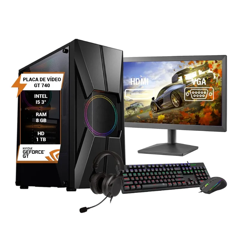 Pc Gamer Completo Intel I5 3° gt 740 Memória 8GB Hd 1TB