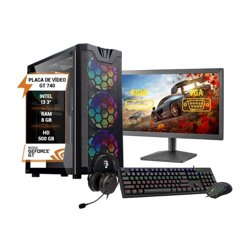 Pc Gamer Completo I3 3º Ger Gt 740 Memória 8Gb Hd 500Gb