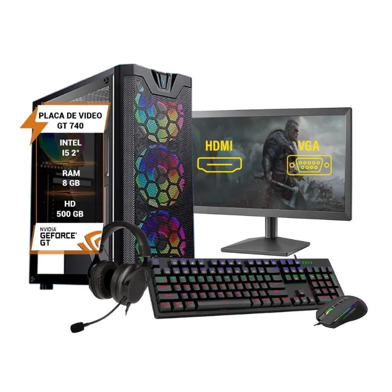 Pc Gamer Completo I5 2 Gt 740 Memória Ram 8Gb Hd 500Gb