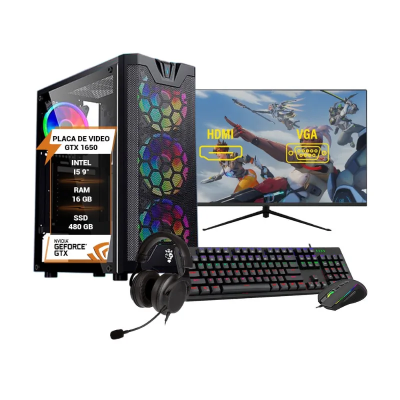 Pc Gamer Completo I5 9° Memória 16Gb ssd 480GB gtx 1650 27