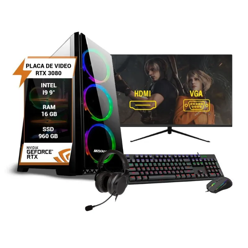 Pc Gamer Completo I9 9 16Gb Ram Rtx 3080 10Gb Ssd 960Gb