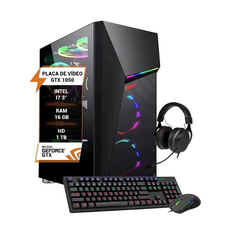 Pc Gamer Intel Core I7 3 Gtx 1050 Memória 16Gb Hd 1Tb Ssd