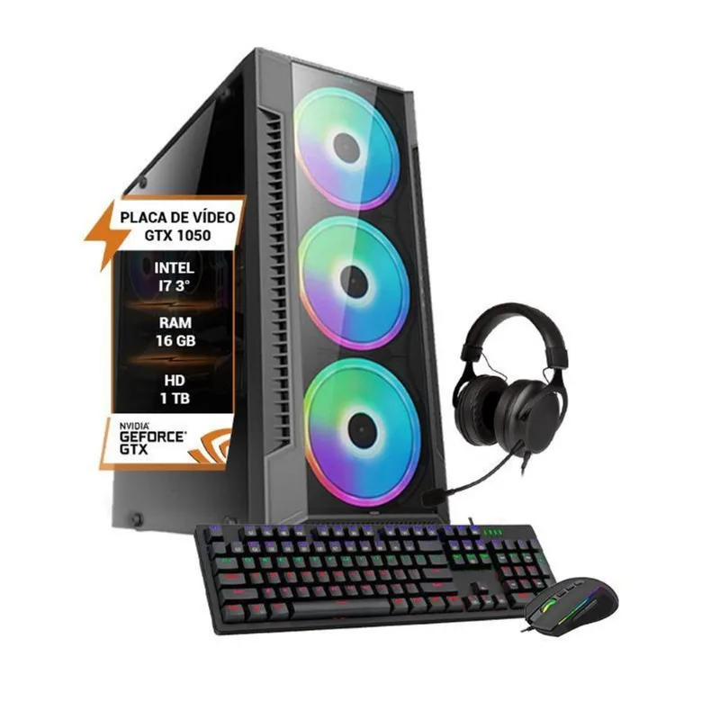 Pc Gamer Core I7 3 Gtx 1050 Memória Ram 16Gb Hd 1Tb Ssd