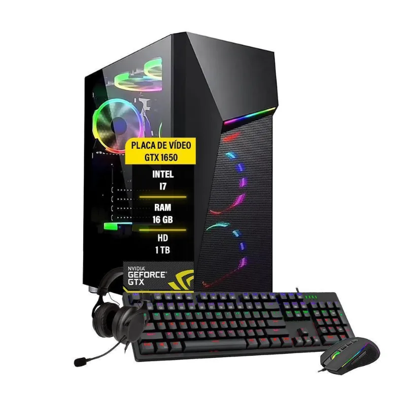 Pc Gamer Bravus Core I7 Gtx1650 Memória 16Gb Hd1Tb Ssd 120Gb