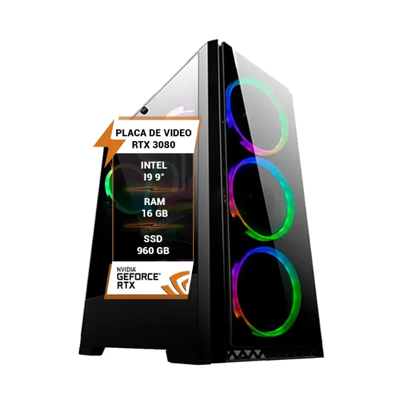 Pc gamer Intel i9 9° rtx 3050 8GB Memória 16GB ram ssd 960GB