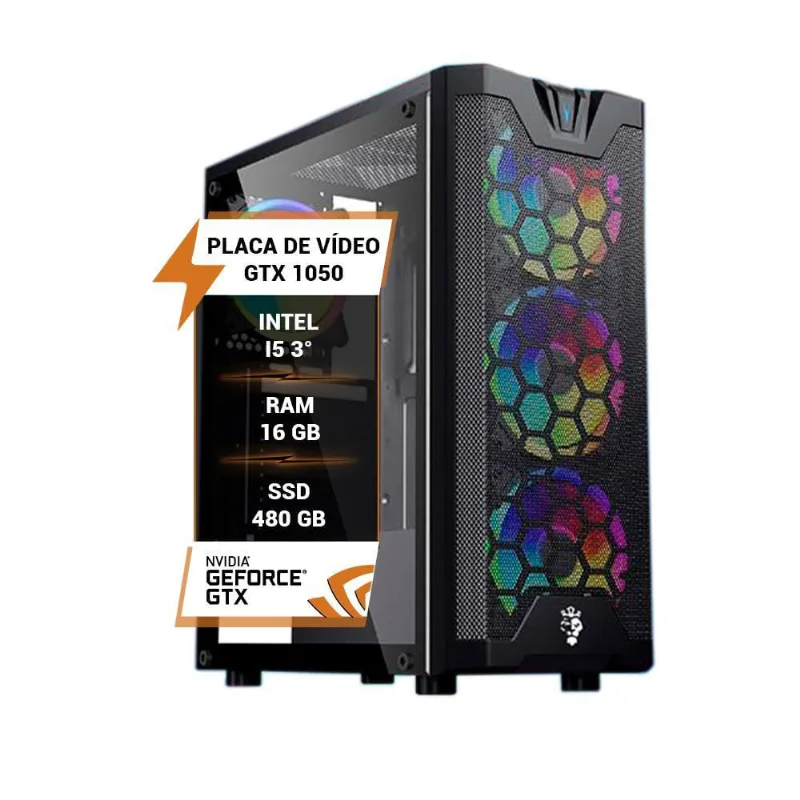 Pc Gamer Intel I5 3 Gtx 1050 Memória 16Gb Ddr3 Ssd 480Gb