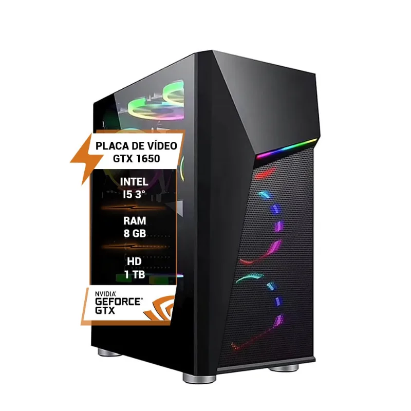 Pc Gamer Intel Core i5 3° gtx 1650 Memória 8GB HD 1TB ssd 240GB
