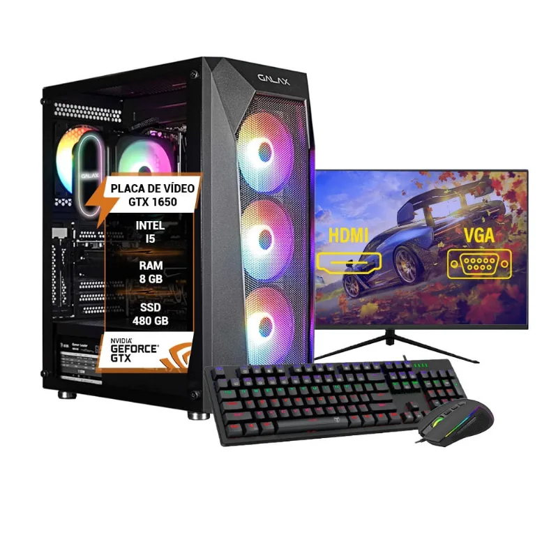 Pc Gamer I5 10º 16Gb Ssd 960 Gtx 1660 Completo + Monitor 32