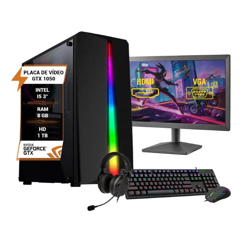 Pc Gamer Completo Maximus I5 gtx 1050 8GB Hd 1TB ssd 120GB