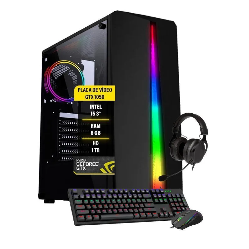 Pc Gamer Intel Core I5 3 Gtx 1050 Ram 8Gb Hd 1Tb Ssd 120Gb