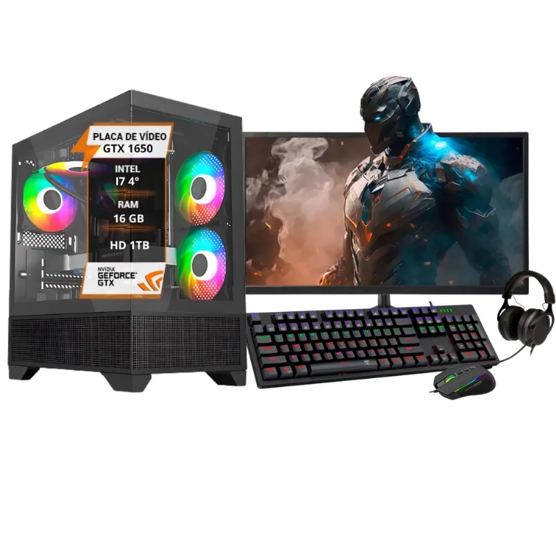 Pc Gamer Completo I7 Placa gtx 1650 16GB HD 1TB ssd 240GB
