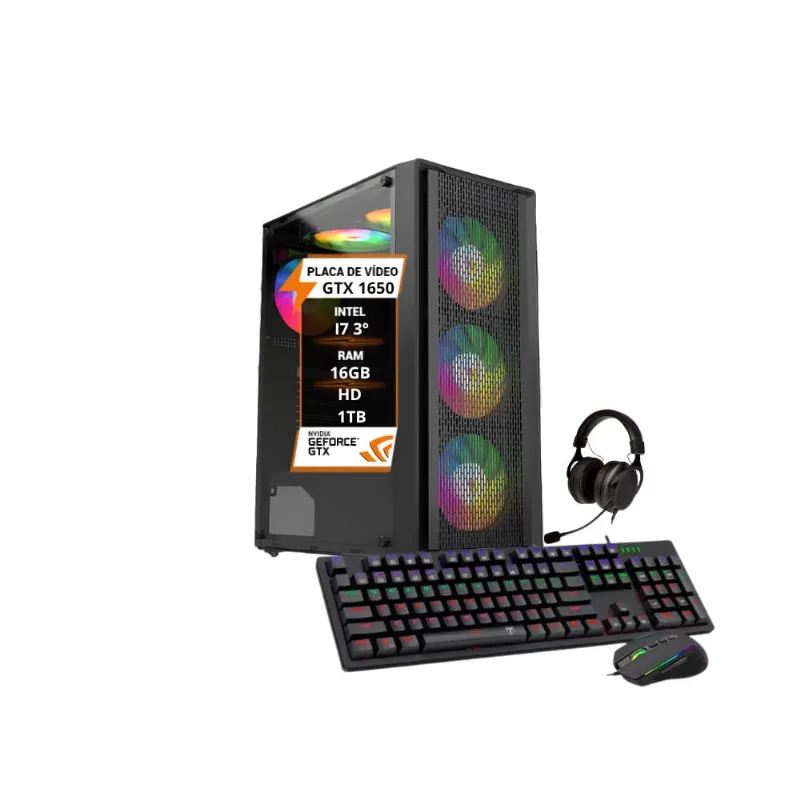 Pc Gamer Intel I7 Placa gtx 1650 Memoria 16GB HD1TB SSD120GB