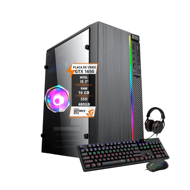 Pc Gamer Darius i5 3º Geração gtx 1650 16GB ram ssd 480GB