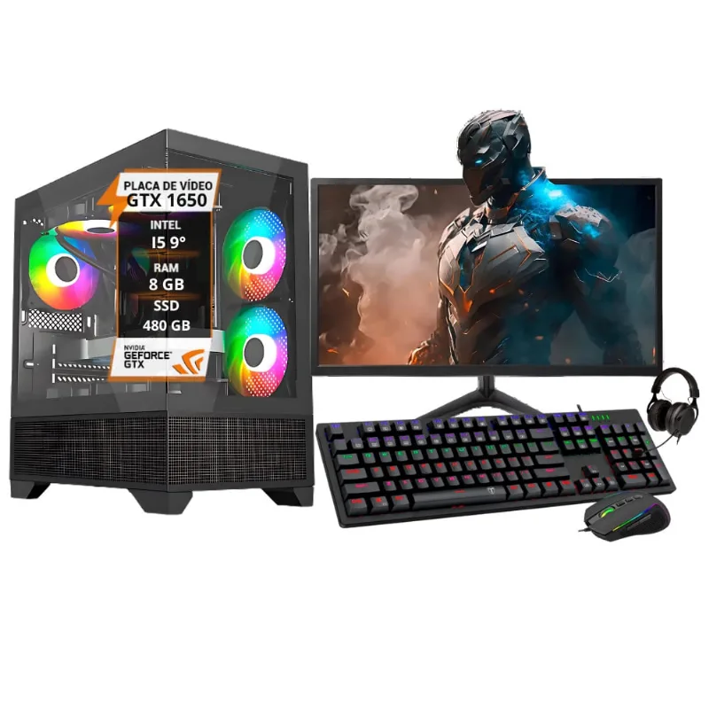 Pc Gamer Completo Intel Core I5 9400 Memória 8Gb ssd 480GB gtx 1650