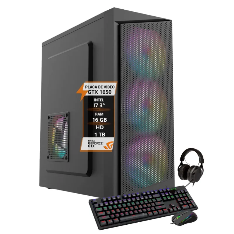 Pc Gamer Bravus Core i7 gtx 1650 16gb Hd 1tb ssd 120gb