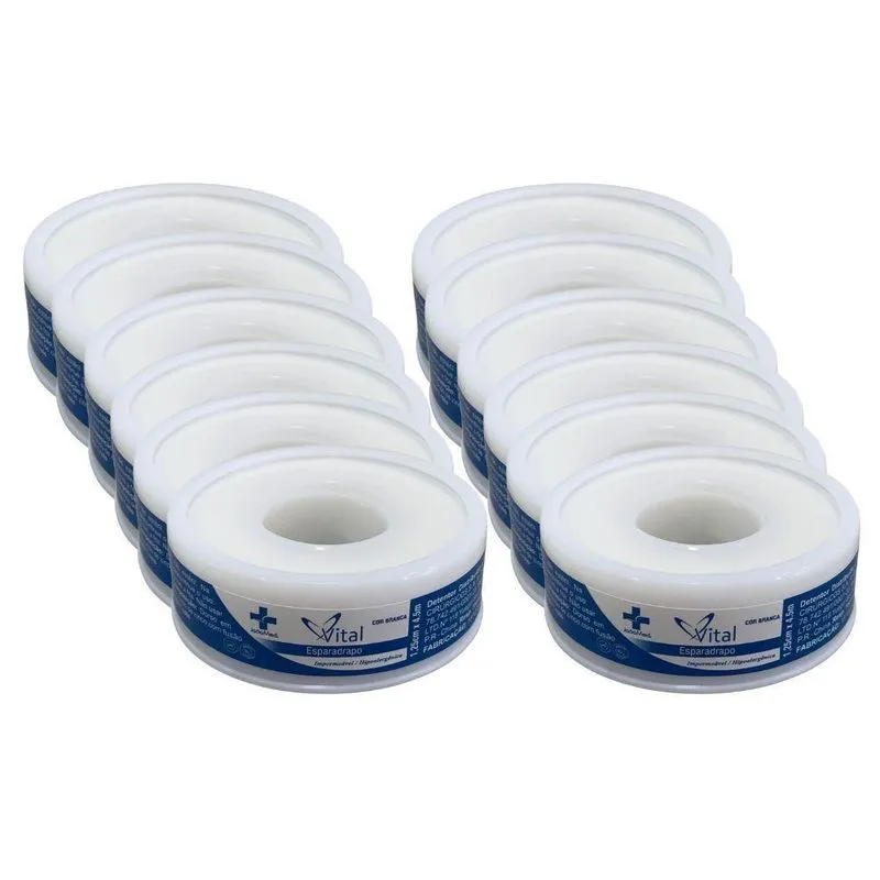 Esparadrapo Impermeável Branco 1,25cm X 4,5m - Kit Com 12