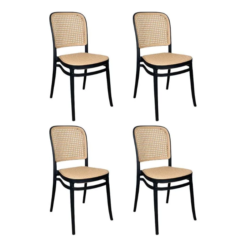 Kit 4 Cadeiras de Jantar Roma Plástico Polipropileno Preta Oficial Webshop