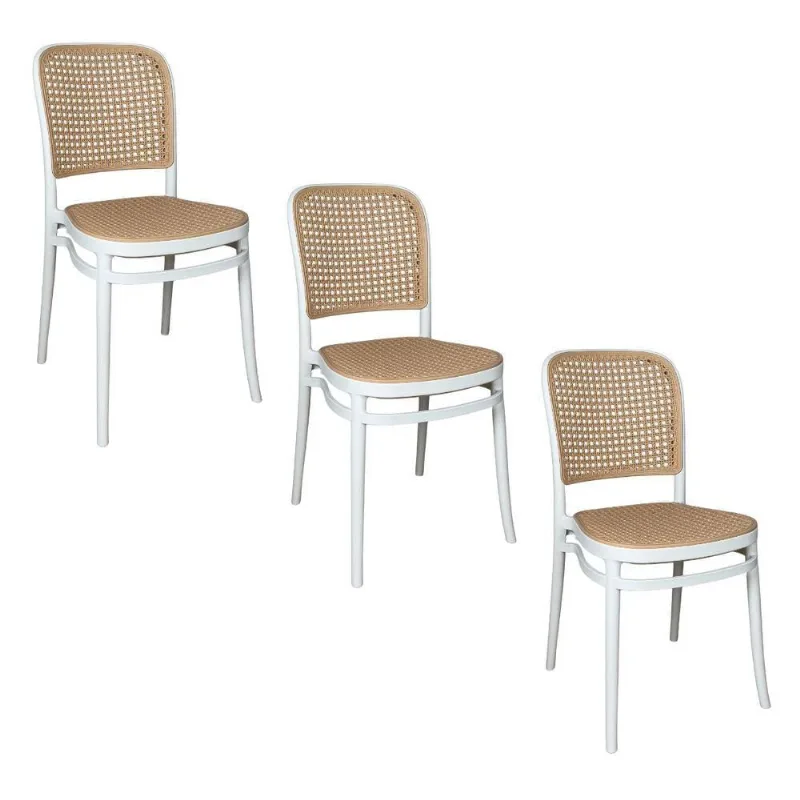 Kit 3 Cadeiras de Jantar Roma Estrutura em Plástico Polipropileno Branco Oficial Webshop