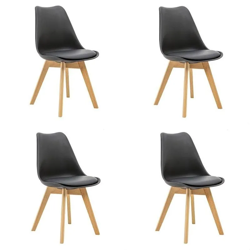 Kit 4 Cadeiras Saarinen Wood Com Estofamento E Pés De Madeira Preto