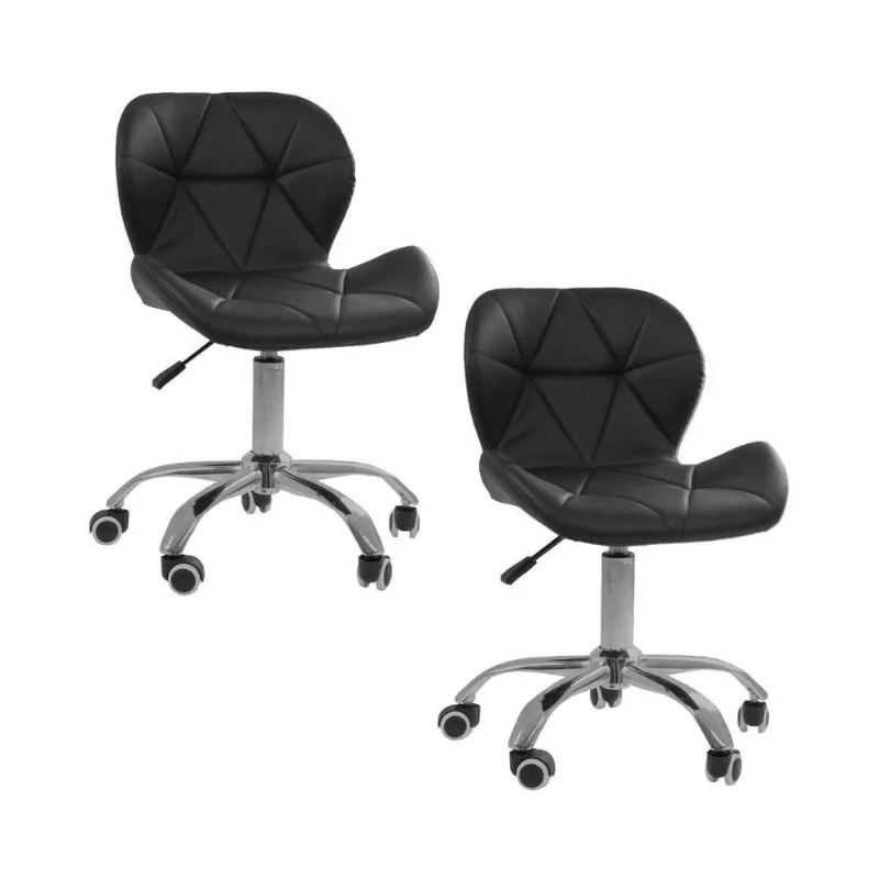 Kit 2 Cadeiras Giratórias Office Eiffel Slim Oficial Preto