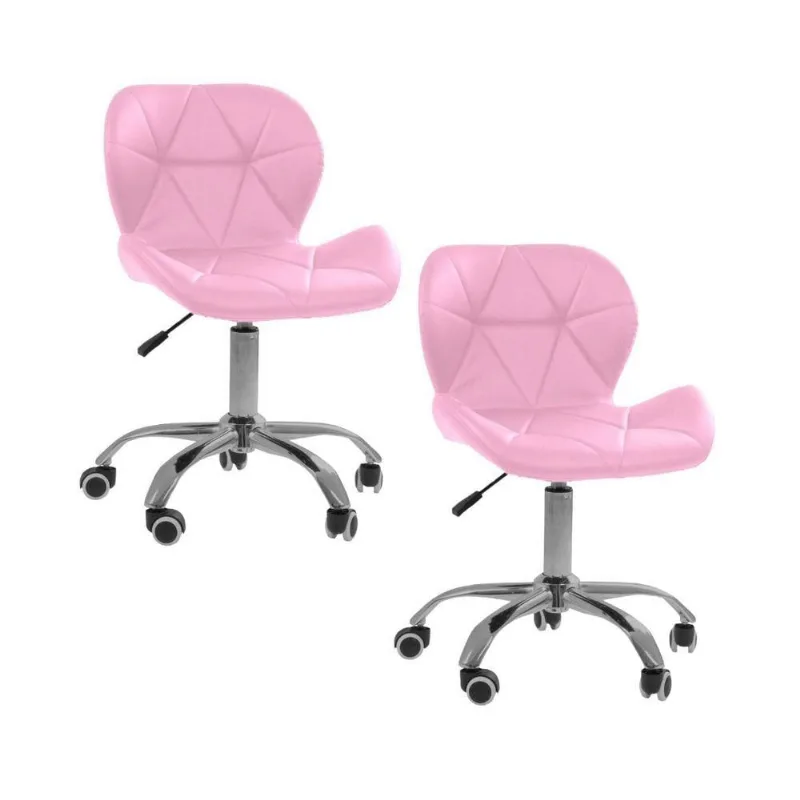 Kit 2 Cadeiras Giratórias Office Eiffel Slim Oficial Rosa