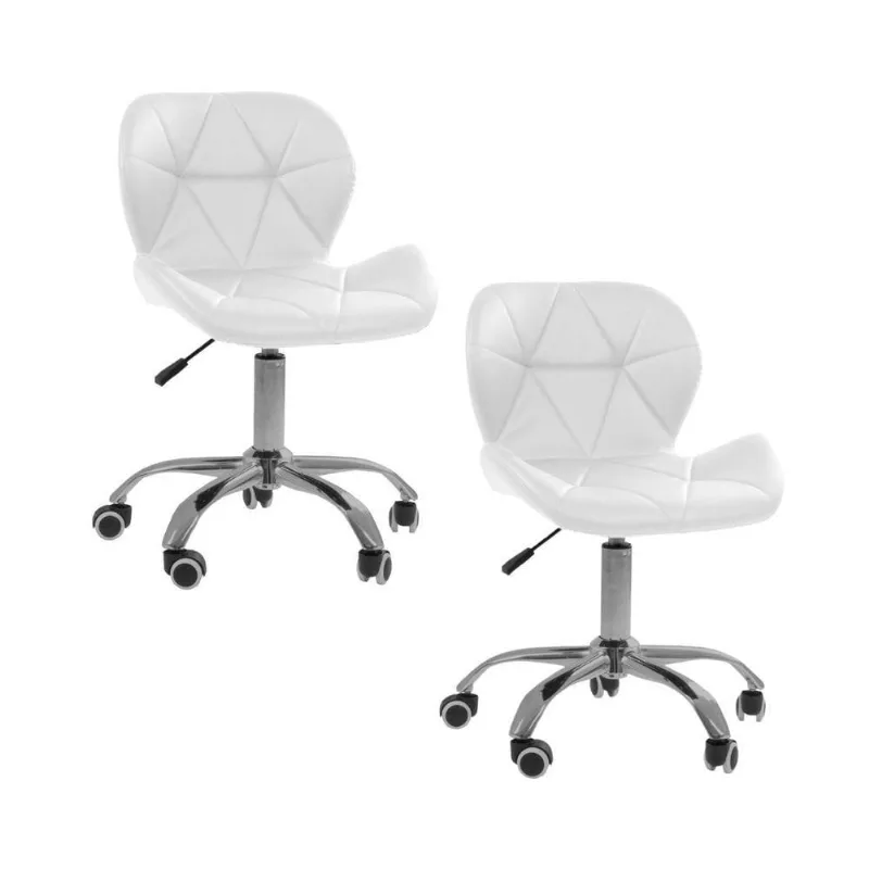 Kit 2 Cadeiras Giratórias Office Eiffel Slim Oficial Branco