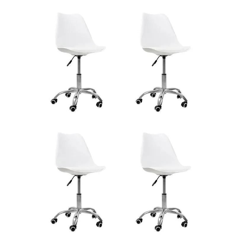 Kit 04 Cadeiras Office Base Cromada Giratória Saarinen