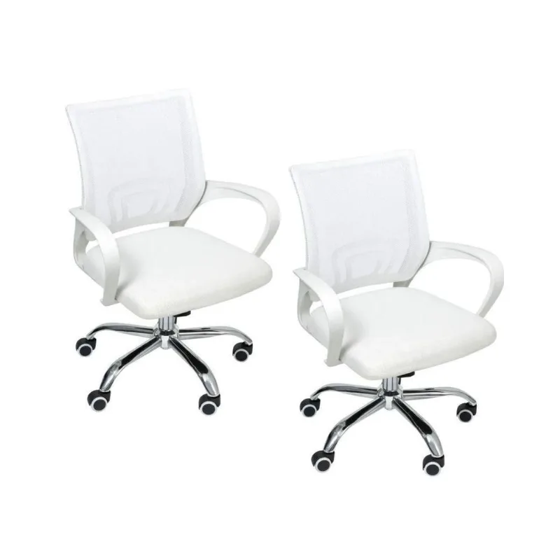 Kit 2 Cadeiras Escritório Oficial Begônia Ergonômico Branco