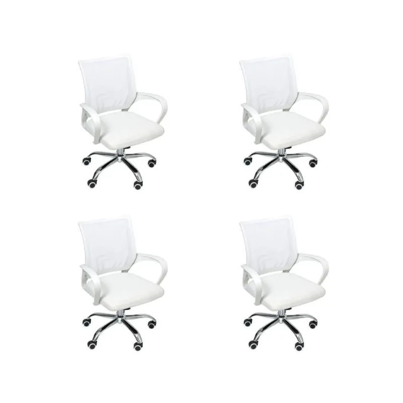 Kit 4 Cadeiras Escritório Oficial Begônia Ergonômico Branco