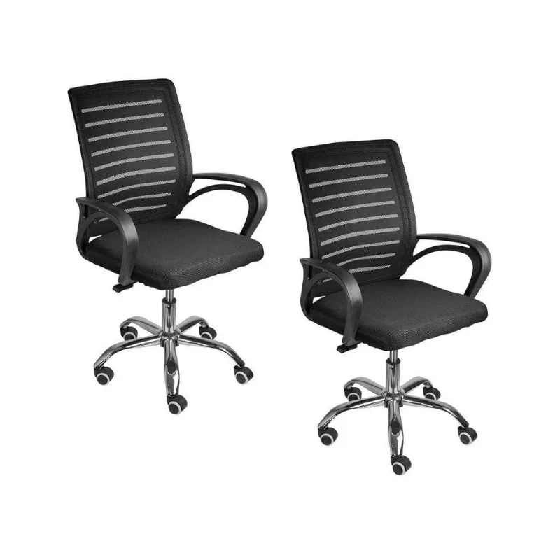 Kit 2 Cadeiras De Escritório Secretaria Diretor Roma Ergonômica