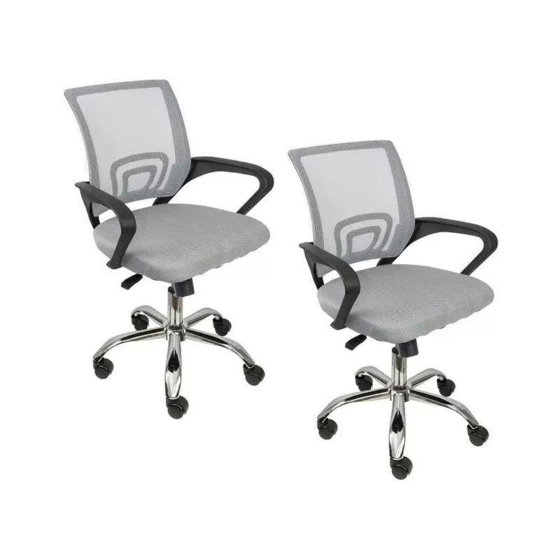 Kit 2 Cadeiras De Escritório Begonia Tela Mesh Ergonômico Cinza