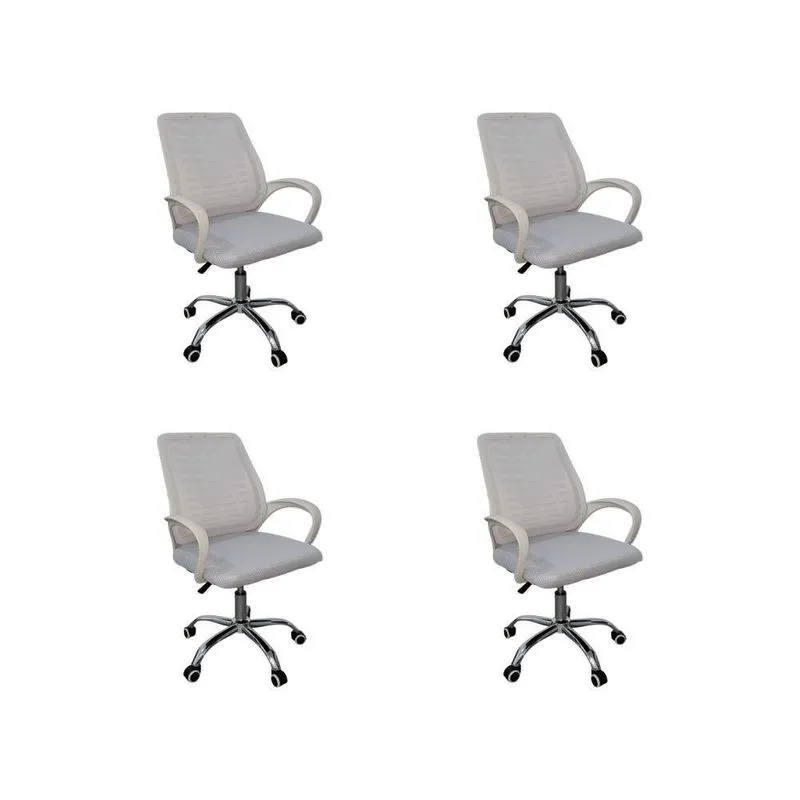 Kit 4 Cadeiras De Escritório Esteirinha Mesh Ergonômica Branco