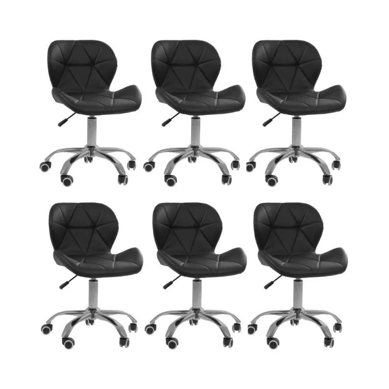 Kit 6 Cadeiras Office Eiffel Slim Ajustável Oficial Preta